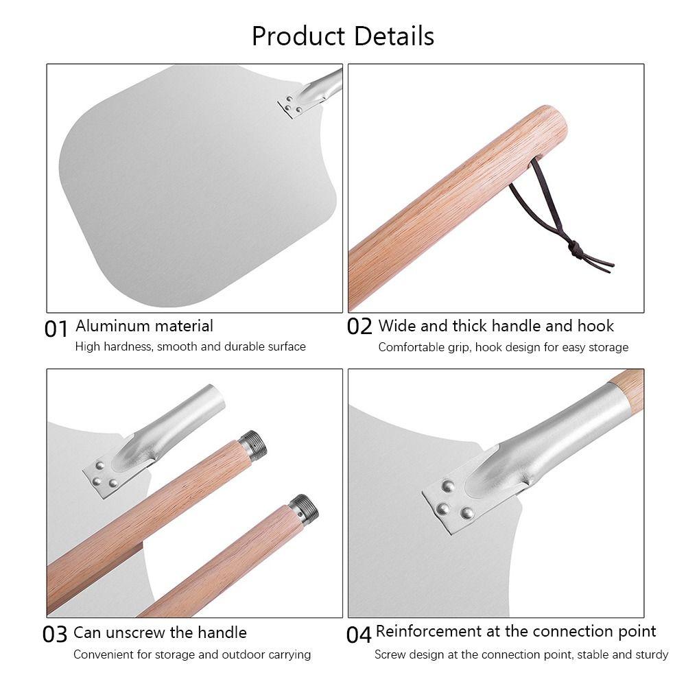 12Inch Pizza Shovel Detachable Wooden Handle Cake Lifter Pizza Transfer Tray Restaurant