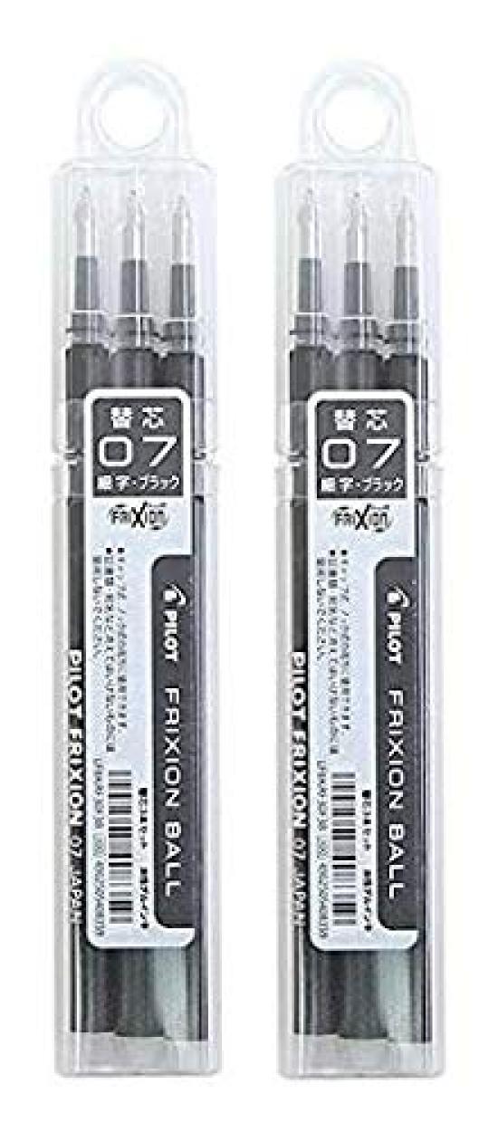 Pilot FriXion Ballpoint Pen Fine Point LFBKRF30F3B x Set of 2 Refill, 0.7mm, Black, 2,