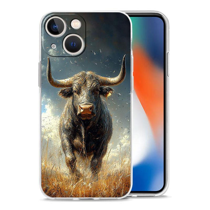 Phone Case For iPhone 17 Cases iPhone Air 16 15 12 13 14 Pro Max 7 8 Plus 16Pro iPhone11 Clear Soft Cover Bull Animal