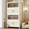 Foldable Multi-Layer Plastic Storage Cabinet - Dustproof Organizer for Toys, Snacks, and Miscellaneous Items