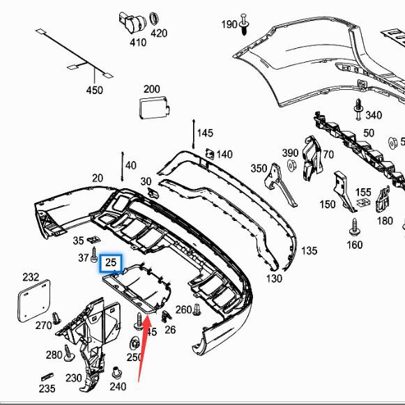Product: "Rear Bumper Lower Trim Bright Panel for Mercedes ML350/ML300 W166"