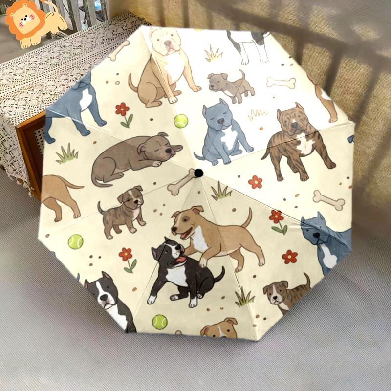 1 PC Automatic Folding Umbrella - Cute Dog Pattern, Portable & Foldable Design with 8 Ribs, Christmas Birthday Gifts