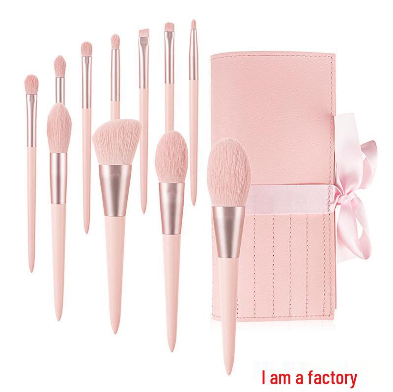 11-Piece Pink Makeup Brush Set: Eyeshadow, Contour, and Powder Brushes