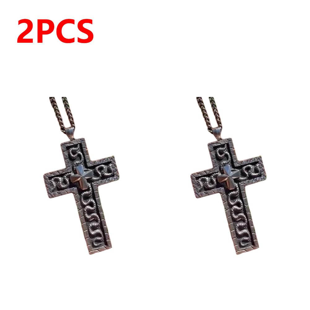 1/2/3PCS 3D Metal Charm Cross Shaped Necklace Pendant Vintage Squid Cross Necklace with Secret Compartment Fashion Jewelry Gifts