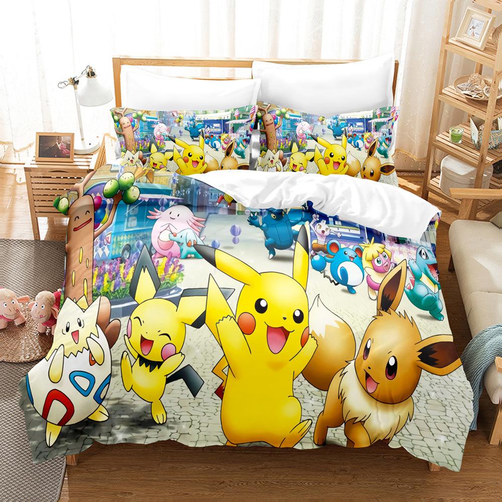 High Definition Animation Digital Baby 3D Digital Printing Three-Piece Quilt Cover Home Textile Bed Sheet Kit
