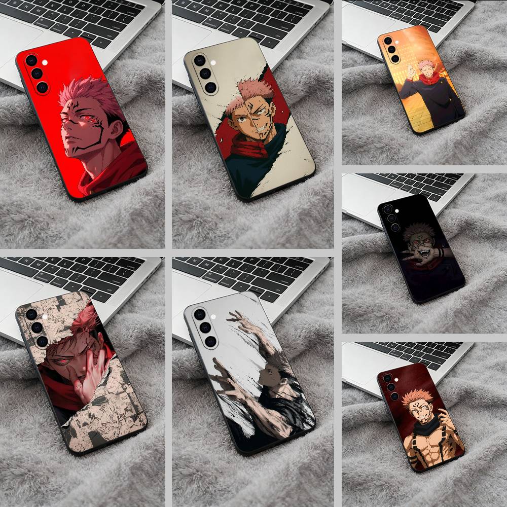 Anime main characters-Yuji Itadori Black Soft Silicone Phone Case for Samsung Galaxy A73, A71, A72, A70, A53, A52, A51