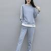 Damen Lässiger Trainingsanzug Frühling Herbst Neue Kleidung Mode Langarm Crop Tops T-Shirt Und Hose Zweiteiliges Set Für Damen