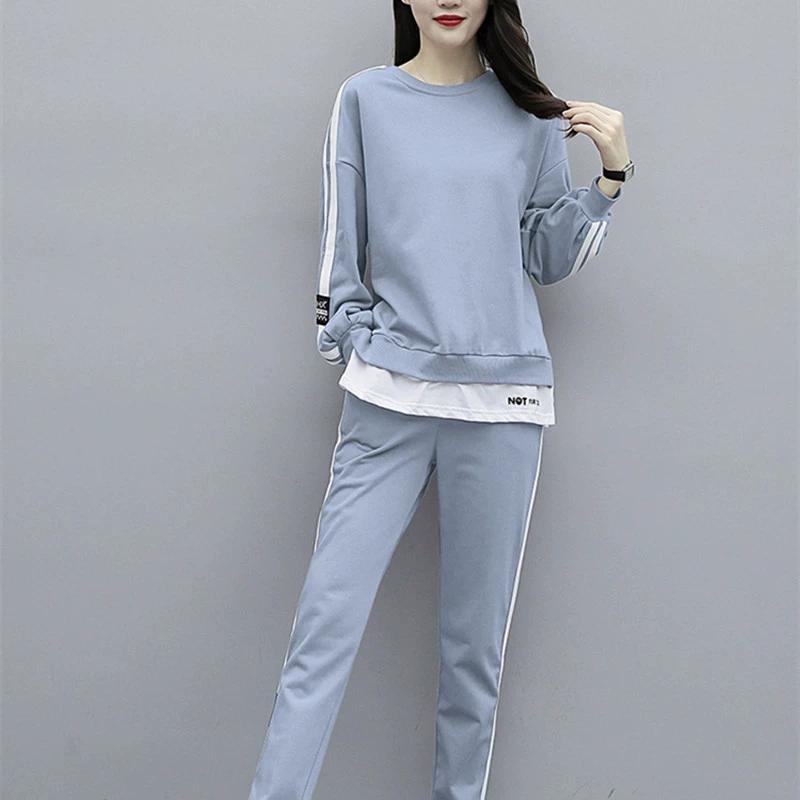 Damen Lässiger Trainingsanzug Frühling Herbst Neue Kleidung Mode Langarm Crop Tops T-Shirt Und Hose Zweiteiliges Set Für Damen