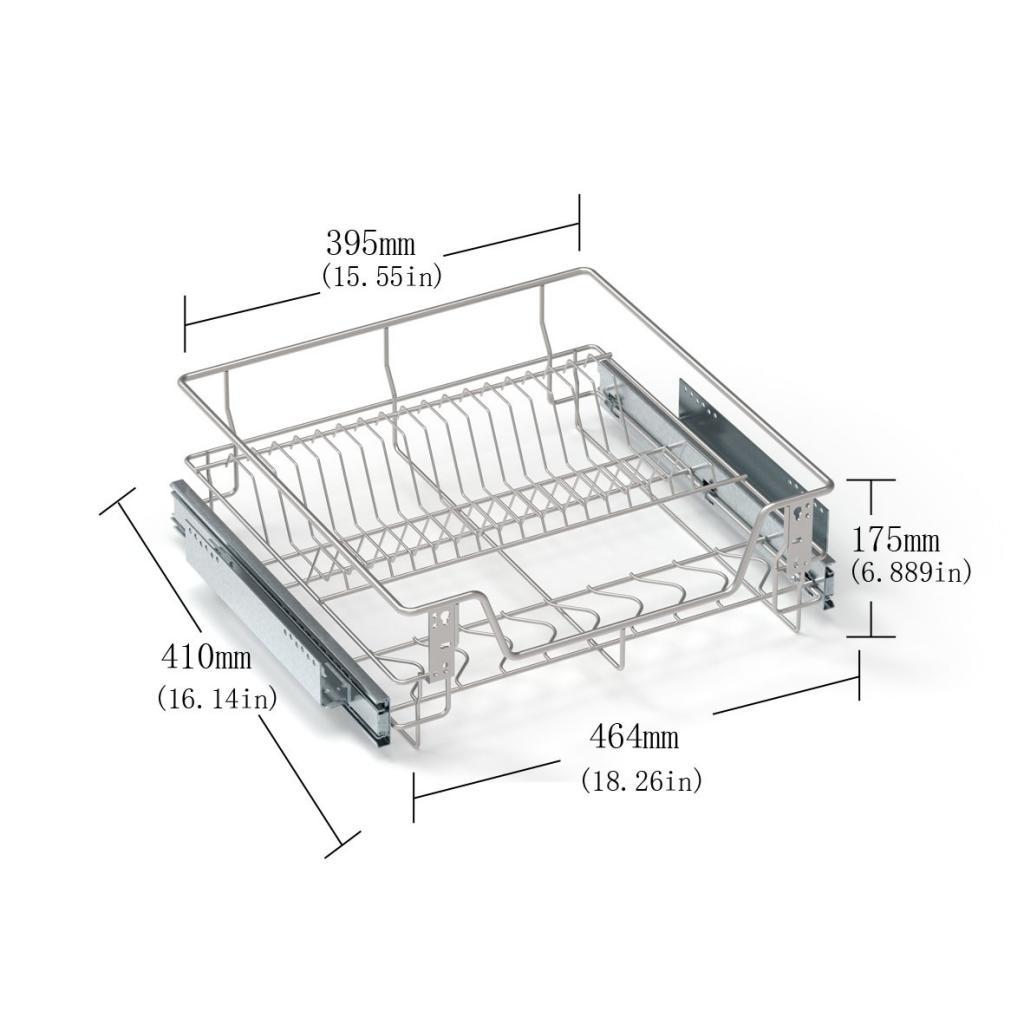 Extendable Kitchen Cabinet Organizer PullOut Drawer Storage Basket under Shelf Double