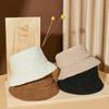 Spring and summer hat casual men's bucket hat solid color versatile women's basin hat warm lamb wool bucket hat
