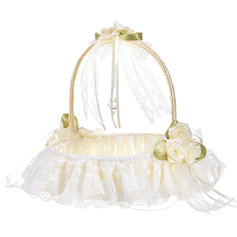 Wedding Flower Basket Handbasket Romantic Fairy Lace Flower Baskets for Banquet Celebrations Engagement Ceremony Wedding Parties