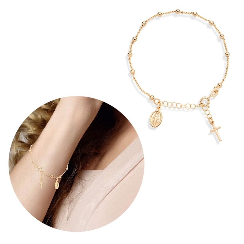 Rosary Bracelet Christ Prayer Wristband Round Metal Rosary Bracelet Favor Catholic Mini Rosary Beads Bracelet For Women