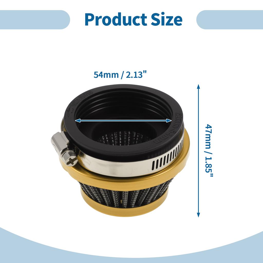 Motoforti Motorcycle Air Filter Air Intake Cleaner Mesh Rubber Metal Air Filter Replacement for Dirt Pit Bike ATV Scooter Moped
