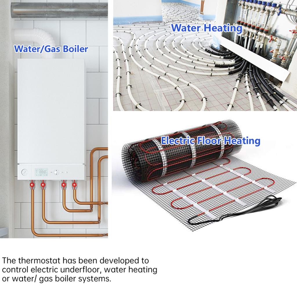 Smart Thermostat for House Water Heating AC Thermostat with VA Digital Touch Screen and Adjustable Knob 5+1+1 Weekly Programming