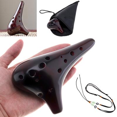 12 agujeros de cerámica Alto ToneC Ocarina flauta instrumentos musicales de cerámica quemadura ahumada profesional