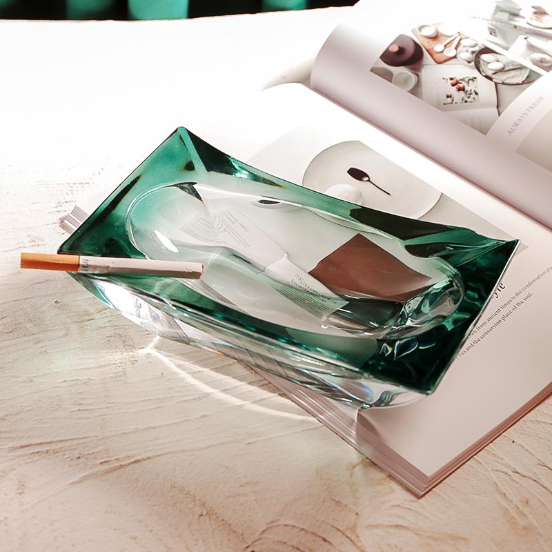 Large Crystal Glass Ashtray: Light Luxury Creative Decor for Home, Office, or Living Room