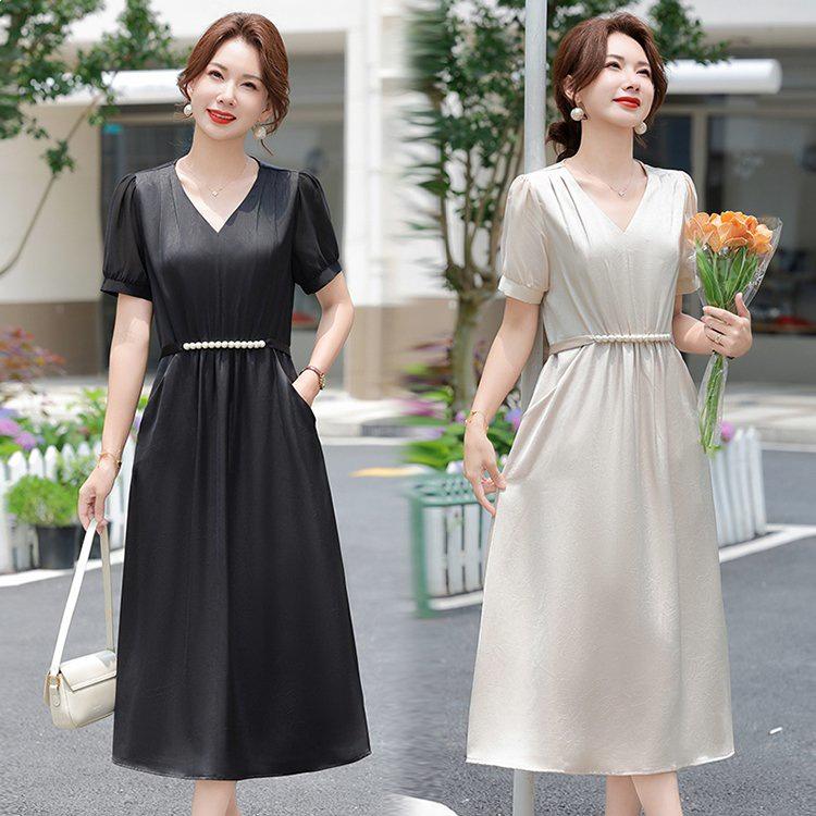 Elegant Summer Short Sleeve Dress for Middle-Aged and Elderly Women - New 2026 Chinese Style