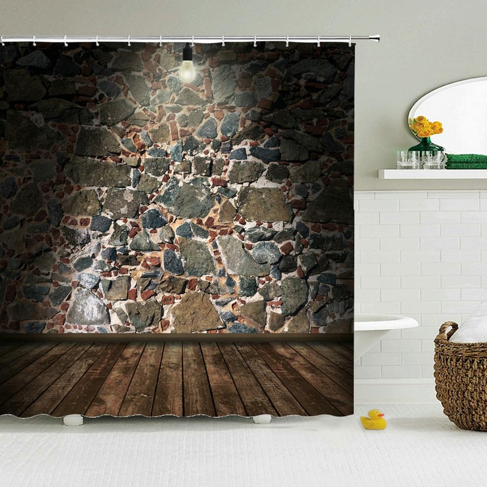 Old Brick Wall Shower Curtains Bathroom Curtain for Home Decoration Waterproof Polyester Fabric Bath Screen Curtain With 12 Hook