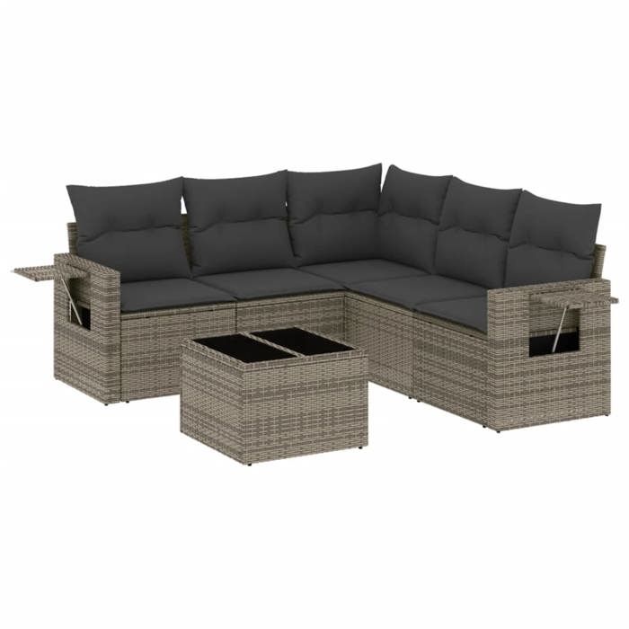 VidaXL Salon de Jardin avec Coussins 6 pcs, Canapés de Terrasse, Ensemble de Meubles de Patio, Mobilier d'Extérieur, Gris 3220159