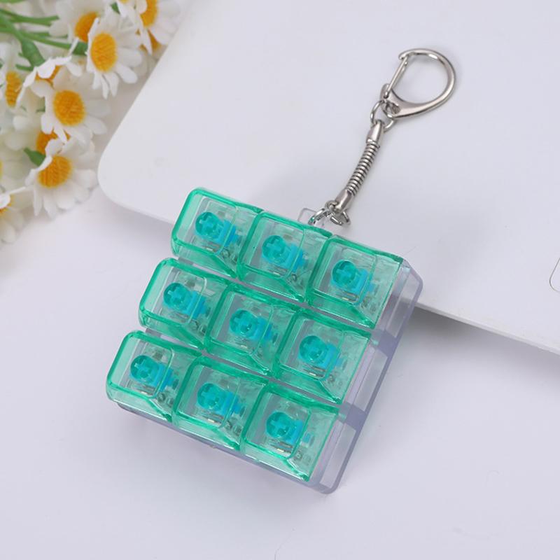 9 Keys Led Keyboard Key Toy Mechanical Keyboard Axis Tester Stress Relief Diy Fidget Button Keycap Fidget Keychain Toys Gift