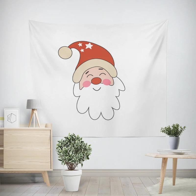 Christmas New Year Cartoon Santa Claus Pattern Living Room Bedroom Decorative Tapestry