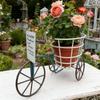 Metal Three Wheel Flower Pot Holder Container For Plant With Drainage Sturdy Construction Easy To Assemble And Maintain