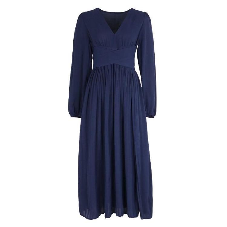 Sommer Damen Baumwolle A-Linie Freizeitkleid Schmetterlingsärmel Volle Länge Mid Calf Umlegekragen