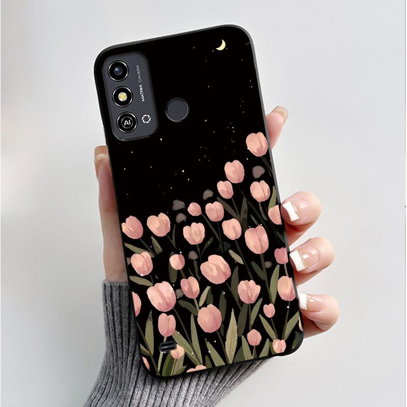Case For ZTE Blade A53 BladeA53 Pro Casing Luxury Fashion Butterfly Flowers Black Soft TPU Silicone Protective Cover Phone Shell