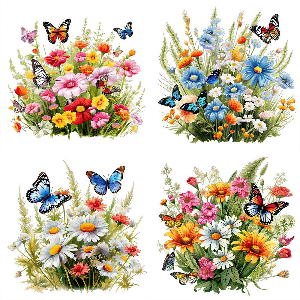 Painted Butterfly Flowers Small Grass Wall Sticker Toilet Bathroom Refrigerator Wall Sticker Living Room Bedroom Decoration Painting
