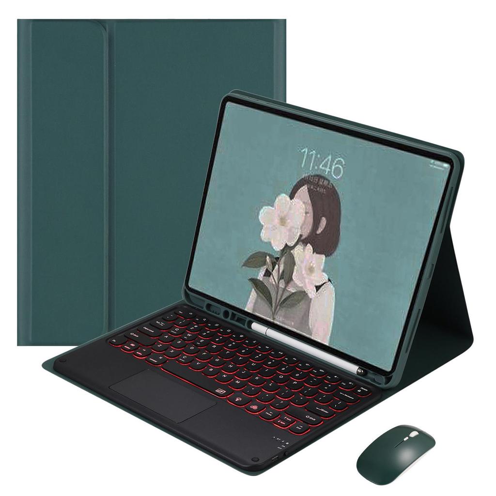 Round Cap Touch Backlit Bluetooth Keyboard & Protective Leather Case for Samsung Tab A9 PLUS S9 FE
