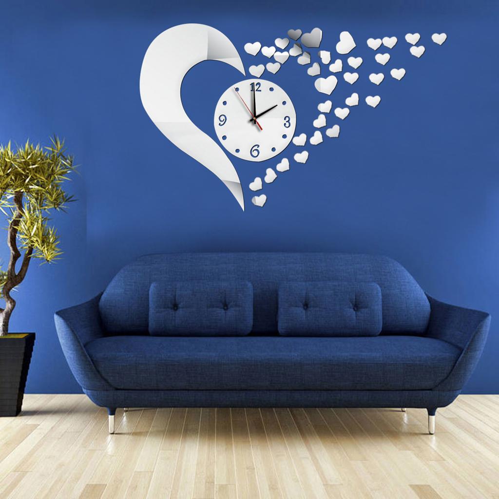 Satın alın DIY 3D Acrylic Mirror Surface Wall Clock Sticker for Living