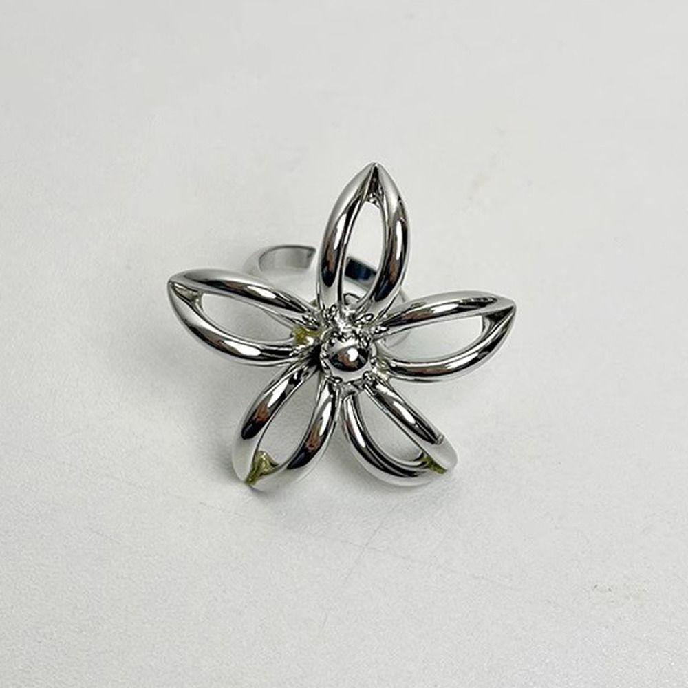 Exaggerated Open Ring Open Adjustable Women Ring Creative Hollow Flower Ring Special Occasion