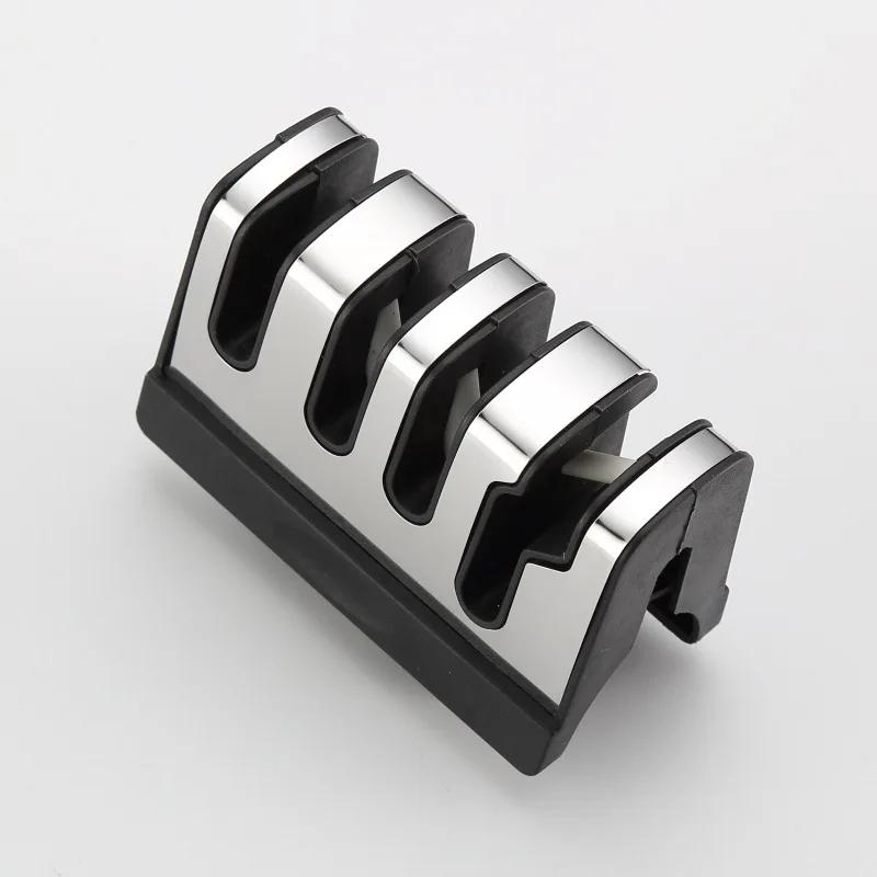 Küchen-3-Segment-Messerschärfer Haushalt Multifunktionaler handgehaltener Dreizweck-Schwarz-Schleifstein