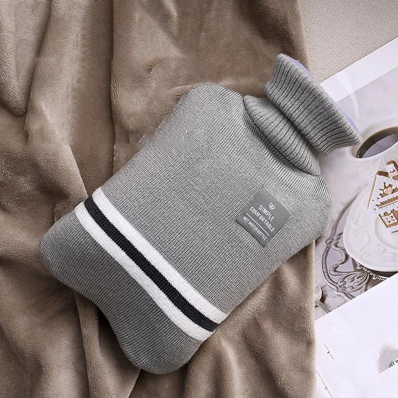 1L Or 2L Hot Water Bottle With Knitted Cover Large Capacity Hot Water Bag For Female Warm Belly Hands Inject Water Hot Water Bag
