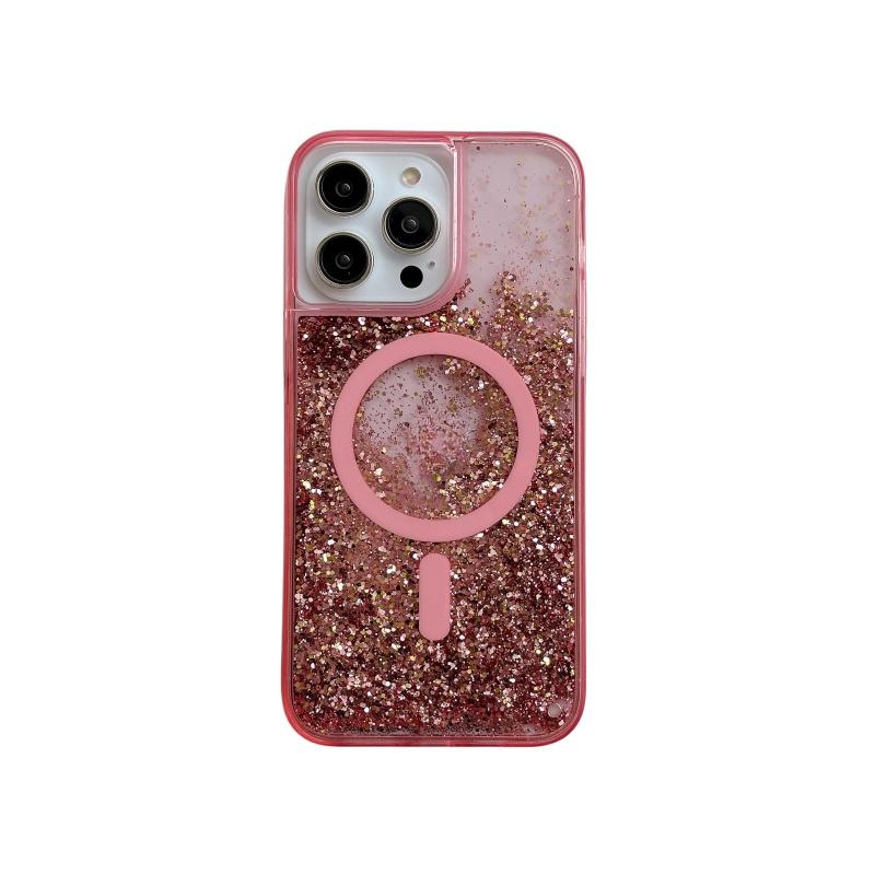 Quicksand Magnetic Magnets Case for iPhone 14 13 Pro Max 16 15 Glitter Powder Flakes Phone Cover Hard Conque Liquid Shell