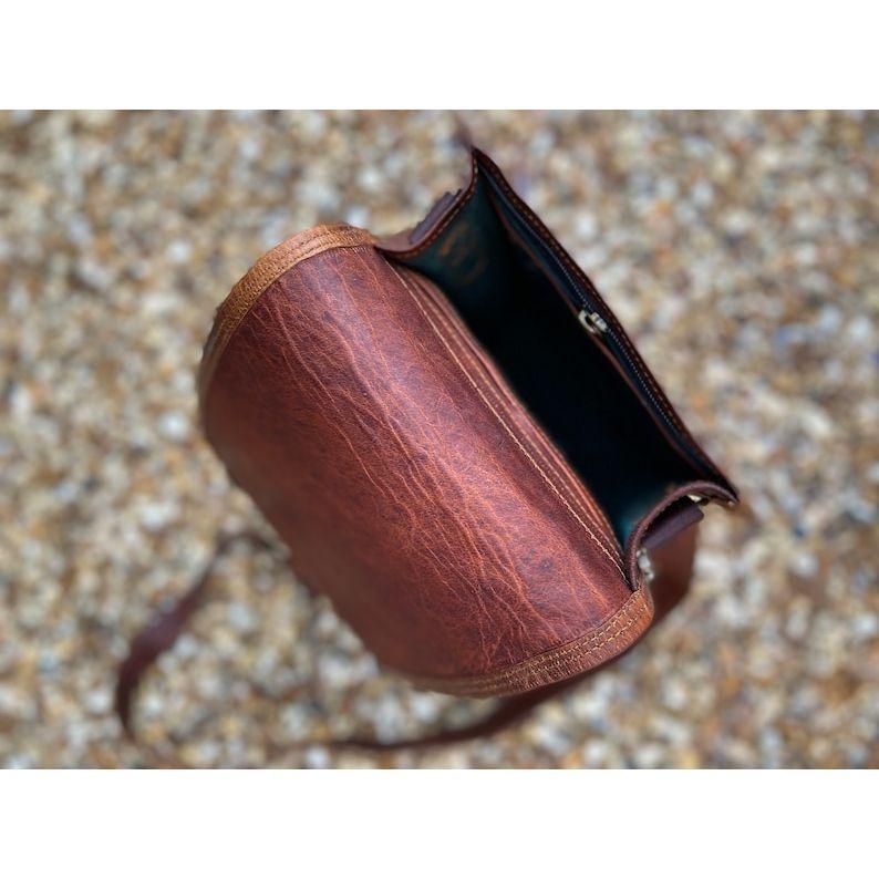 Obyčejná hnědá kožená taška, EDC, 7x9 rustikální kožený messenger, kožená crossbody manbag, kožená taška přes rameno ve vintage vzhledu, nosič léků