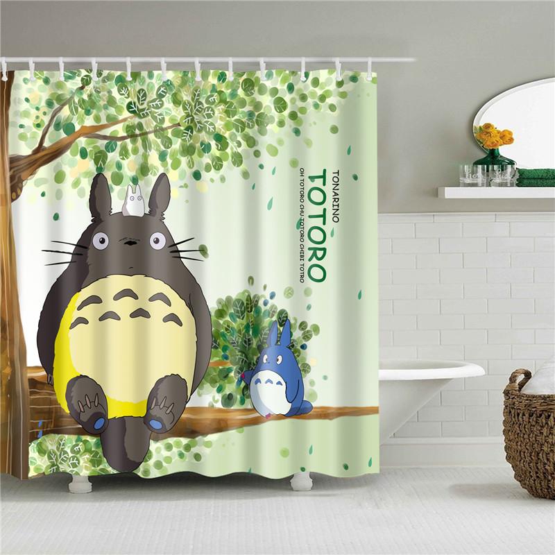 Fabric Shower Curtain Cute Cartoon Hippo Animals Dogs Cats Deer Bath Curtain Waterproof Polyester Bathroom Curtain With Hooks