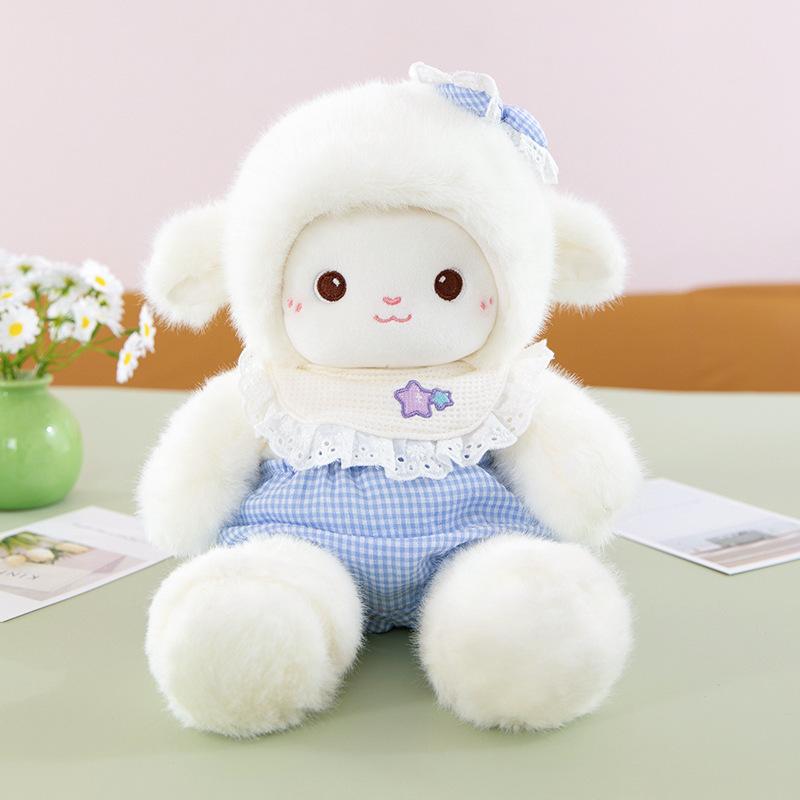 Cute New Milk Fu Lamb Plush Toy Soothing Bib Princess Lamb Children's Birthday Toy Wholesale