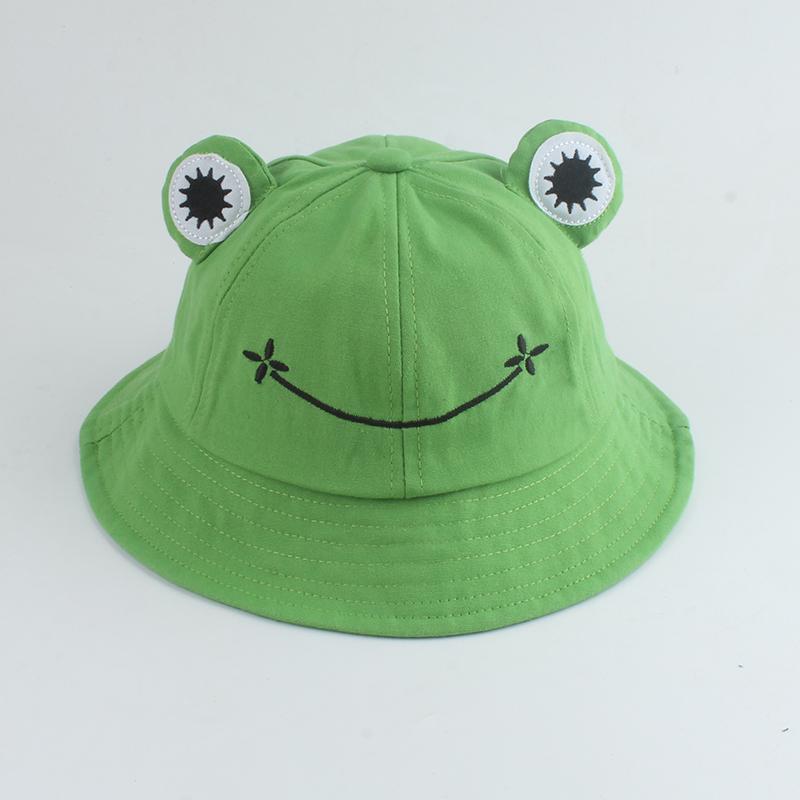 

Parent-Kid Frog Bucket Hat Panama Fishing Hat Cartoon Cute Hats For Women Men Bob Chapeau Outdoor Sun Fisherman Caps Kid Size зелёный