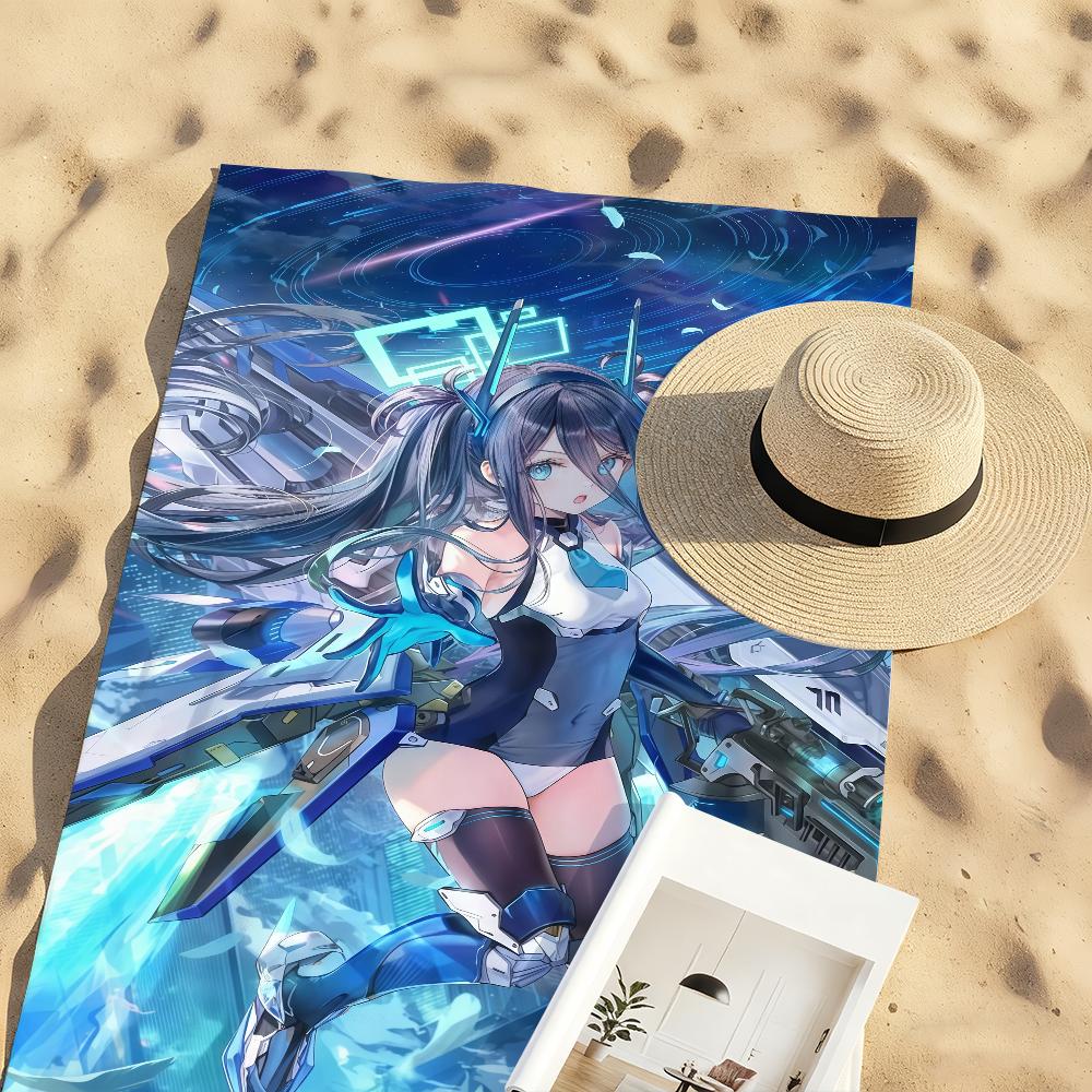 Game Aris Tendou Alice B-Blue A-Archive Towel Sports Quick Dry Travel Camping Gear Sandproof Soft Light Large Beach Towel