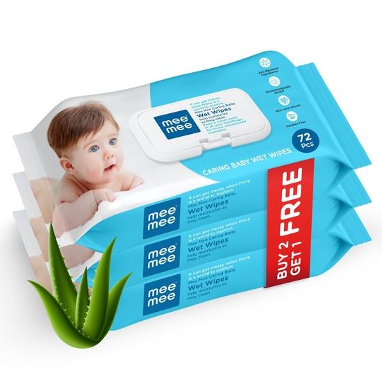 

Влажные салфетки Mee Mee Caring Baby с крышкой, 72 шт. (Алоэ Вера, упаковка из 3 шт.)