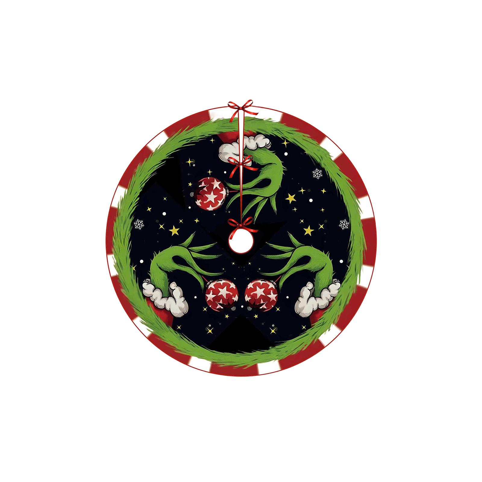 

Christmas Tree Skirt 71Inch Red And Green Xmas Tree Collar Winter Seasonal Holiday Decor Merry Christmas Decorations For Home Party One Size