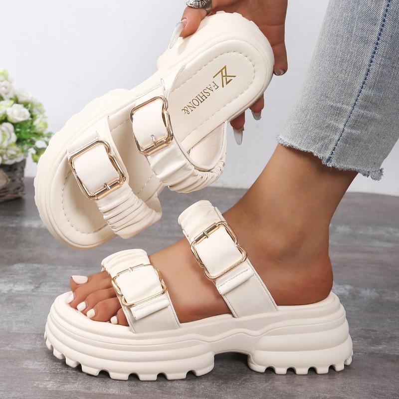 Damen Sandalen Schuhe mit dicker Sohle Dicksohlige höhenverlängernde Flip-Flops