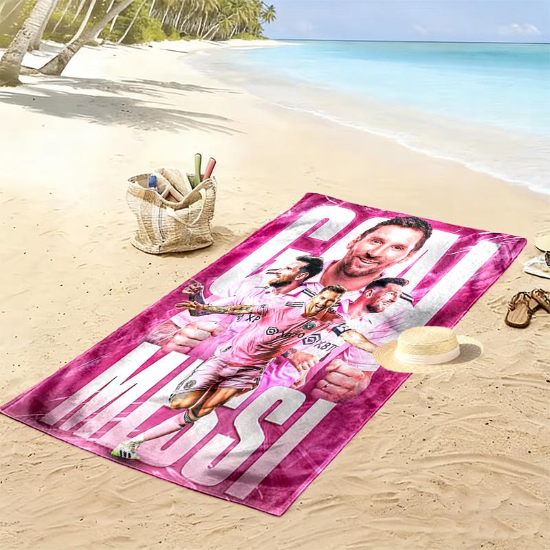 Asciugamano da Spiaggia con Stampa di Lionel Messi, Asciugamano Grande Morbido ad Asciugatura Rapida per Spiaggia Campeggio Nuoto