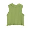 S Family 2025 Spring/Summer Olive Green Ruffle-Trim Sleeveless Knit Vest & Midi Skirt Set