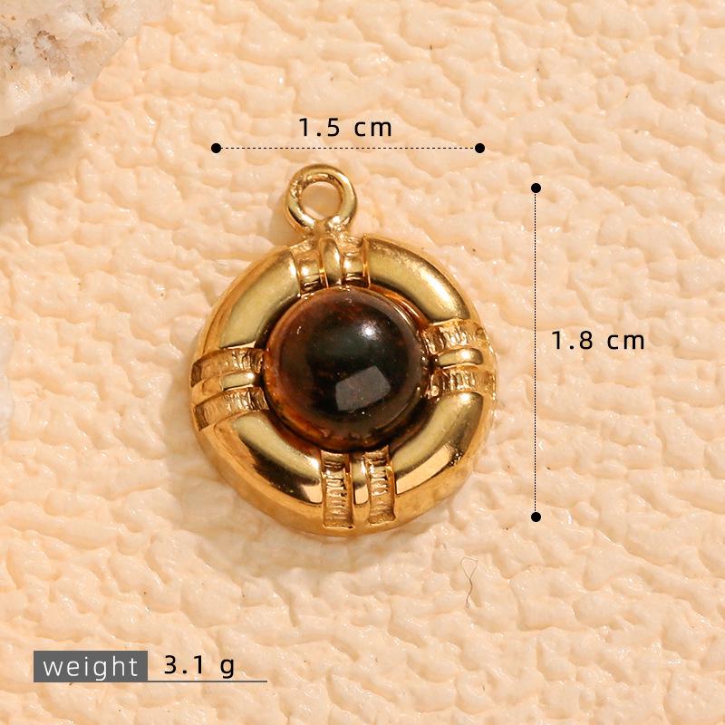 Irregular 3D Tiger's Eye 18K Gold Plated Stainless Steel Pendant Necklace.