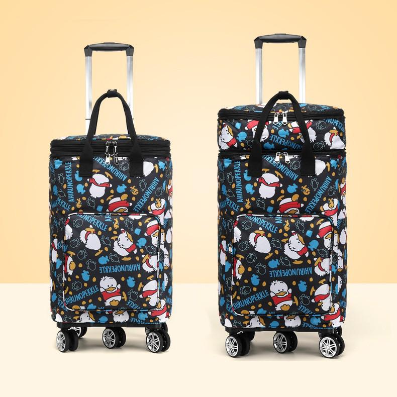 Expandable Trolley with Telescopic Handle & Wheels - Foldable, Detachable Shopping Cart with Bag.