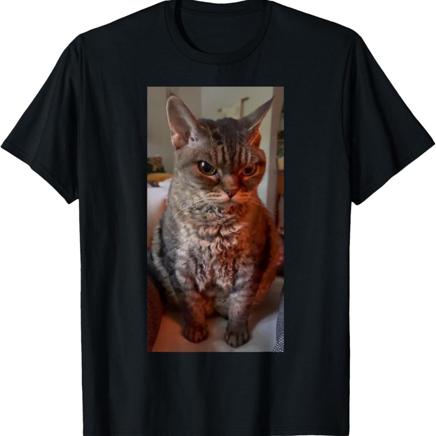 

Angry Cat Meme T-Shirt for Men Women Kids S чёрный