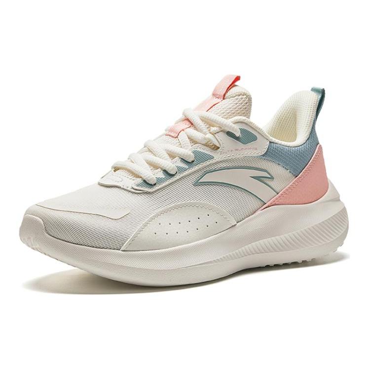 New Anta Abrasion Resistant, Breathable, Lightweight Low Top Running Shoes Women's White Pink Cyan 922345512-5