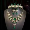 Wedding Accessories Crown Necklace Earring Set High End Look Dance Party Decoration Bride's Jewelry Three Piece Set